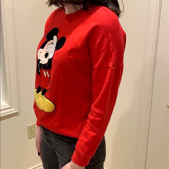 📌 Disney Plush Shy Mickey Mouse Sweatshirt - Picture 5 of 6